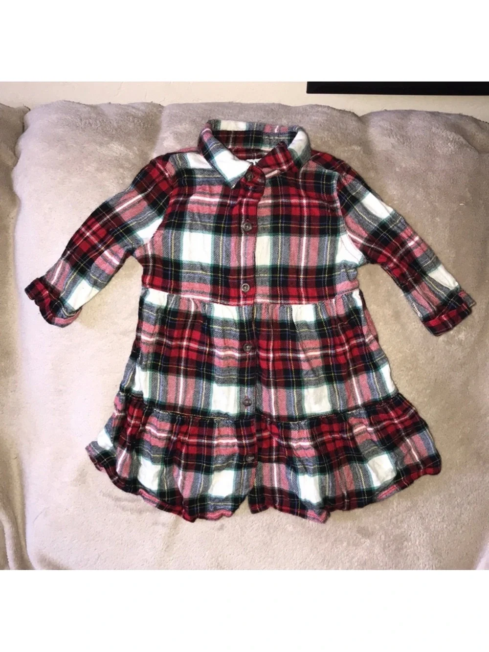 Old Navy 18-24 months Red Plaid Button-Front long sleeved Flannel Dress